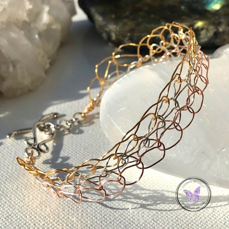 Three Tone Wire Crochet Bracelet